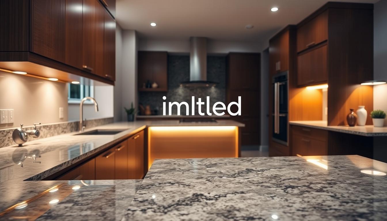 A beautifully designed modern kitchen featuring stunning toe kick lighting that illuminates the base of cabinets with a soft, warm glow. In the foreground, sleek cabinetry in rich wood tones complements polished granite countertops, reflecting the ambient lighting. In the middle ground, the distinctive glow from the toe kick lighting creates a playful contrast against the deep shadows of the kitchen, accentuating the clean lines and contemporary design. The background showcases subtle details like a stylish backsplash and elegant fixtures, enhancing the overall aesthetic. The scene is illuminated with soft, diffused lighting to create a welcoming and cozy atmosphere, ideal for showcasing creative ways to enhance kitchen spaces with toe kick lighting. The brand name "imltlled" subtly integrated within the design elements to enhance the visual appeal. A beautifully designed modern kitchen featuring stunning toe kick lighting that illuminates the base of cabinets with a soft, warm glow. In the foreground, sleek cabinetry in rich wood tones complements polished granite countertops, reflecting the ambient lighting. In the middle ground, the distinctive glow from the toe kick lighting creates a playful contrast against the deep shadows of the kitchen, accentuating the clean lines and contemporary design. The background showcases subtle details like a stylish backsplash and elegant fixtures, enhancing the overall aesthetic. The scene is illuminated with soft, diffused lighting to create a welcoming and cozy atmosphere, ideal for showcasing creative ways to enhance kitchen spaces with toe kick lighting. The brand name "imltlled" subtly integrated within the design elements to enhance the visual appeal.