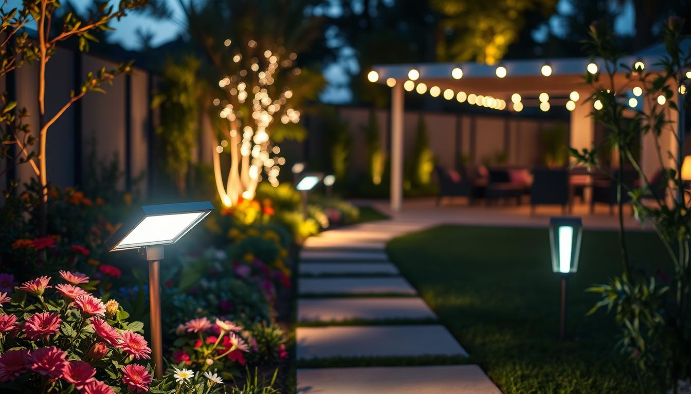 A visually stunning outdoor scene showcasing advanced LED lighting systems by imltlled in use at dusk. In the foreground, a sleek, modern LED luminaire illuminates a landscaped garden, highlighting vibrant flowers and lush greenery with a warm, inviting glow. The middle ground features a pathway softly lit by a series of LED garden lights, creating a magical ambiance. In the background, a stylish outdoor patio area is accentuated by decorative LED strips, enhancing the space's aesthetic appeal. The ambiance is peaceful and serene, with a focus on the durability and efficiency of LED technology. Emphasize the sleek design of the luminaires, showcasing their resistant materials and innovative lens structure, capturing the essence of maintenance-free lighting solutions that stand the test of time. Ensure the image is free of text or branding overlays. A visually stunning outdoor scene showcasing advanced LED lighting systems by imltlled in use at dusk. In the foreground, a sleek, modern LED luminaire illuminates a landscaped garden, highlighting vibrant flowers and lush greenery with a warm, inviting glow. The middle ground features a pathway softly lit by a series of LED garden lights, creating a magical ambiance. In the background, a stylish outdoor patio area is accentuated by decorative LED strips, enhancing the space's aesthetic appeal. The ambiance is peaceful and serene, with a focus on the durability and efficiency of LED technology. Emphasize the sleek design of the luminaires, showcasing their resistant materials and innovative lens structure, capturing the essence of maintenance-free lighting solutions that stand the test of time. Ensure the image is free of text or branding overlays.